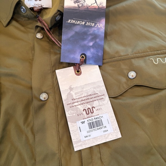 Men's 3XL King Ranch Olive Green Snap Front Western Shirt Long Sleeve Brand New - Picture 6 of 10